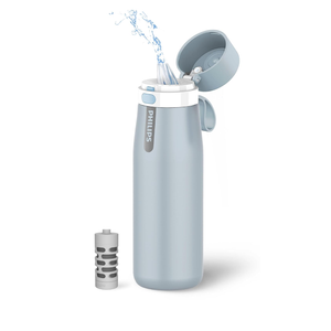 PHILIPS Water Bottle with Filter, Filter Water Bottle Stainless Steel with GoZero Everyday BPA-Free Tap Water Filter, Water Filter Bottle Keep Drink Cold 24 Hours, 18.6oz