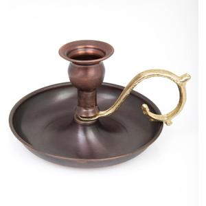 Copper Handmade Candle Holder for Rustic Home Decor with Handle Metal Candle Holders for Pillar Candles Gothic Decor Candlestick Holders (Oxide)