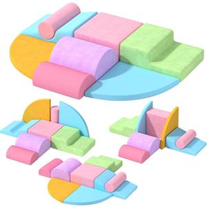 8 Piece Toddler Climbing BlocksSoft Play Climbing Toys Indoor for Toddlers Ideal Crawling and Exploration Play Set for Baby Gym/Toddler Playground (Macaron Color, 8pcs)