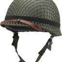SYLPHID Outdoor Green WW2 US M1 Helmet Steel Field with Net Cover cat Eye Belt