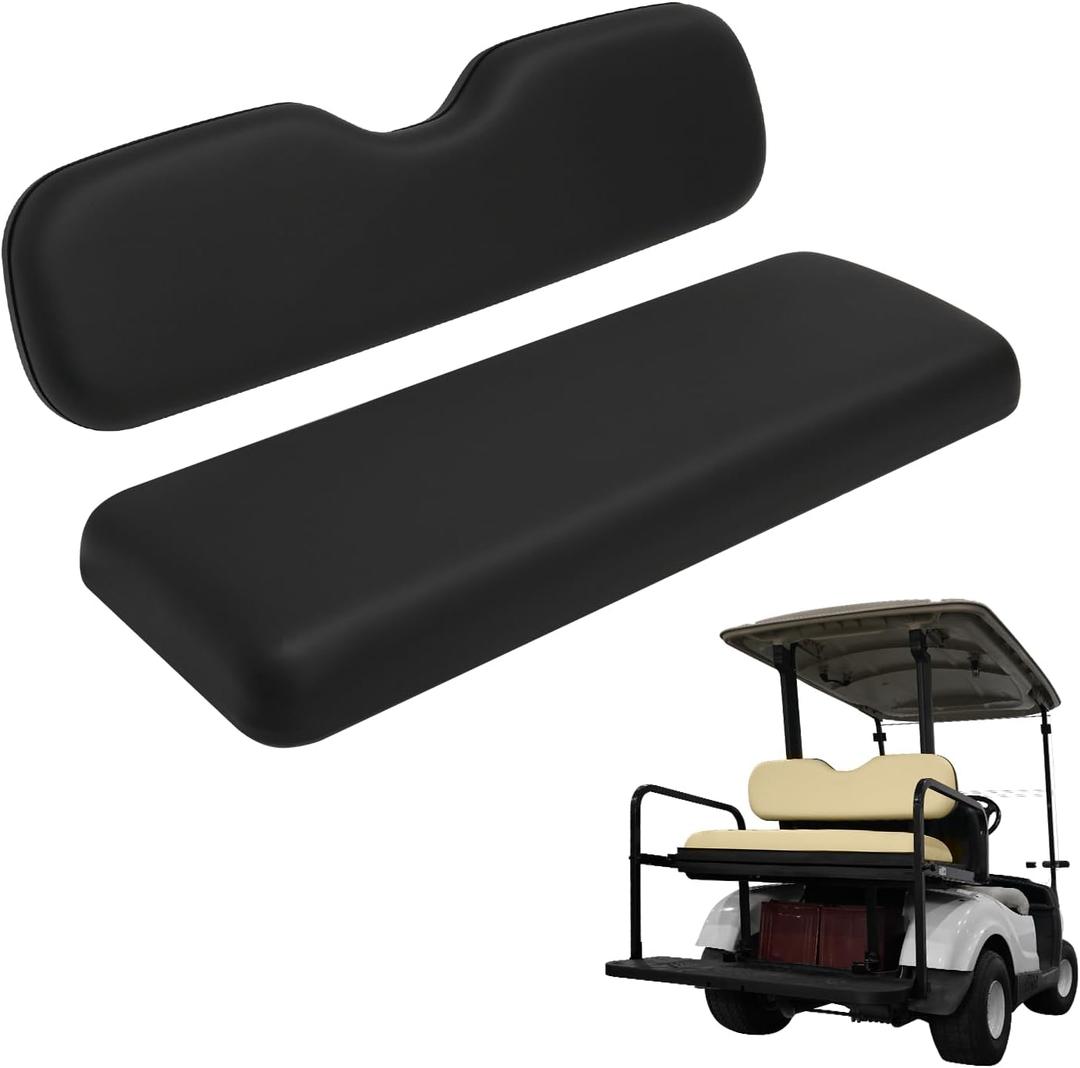 Universal Golf Cart Rear Seat for EZGO/Club Car/Yamaha Replacement Kit, Bottom Cushion and Back Cushion Set, Black