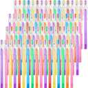 Crtiin Stackable Pencil for Kids, Multipoint Non Sharpening HB Translucent Stacking Pencils with Matching Erasers for Office Students Teachers, 7 Colors(100 Pack)