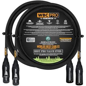 2 Units - 3 Foot - WBC-PRO-Quad Ultra-Silent Ultra-Flexible Balanced Star-Quad Cable with Neutrik Male & Female XLR Plugs & Black Tweed Jacket