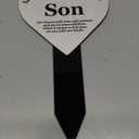 Son Heart Memorial Remembrance Plaque Stake - Metallic SILVER/GOLD Acrylic, Waterproof, Outdoor, Grave Marker, Tribute, Plant Marker. Shipped Globally. (Silver)