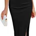 Pink Queen Women's Dresses Crew Neck Sleeveless Cutout Side Slit Bodycon Midi Party Dress (Black, S)