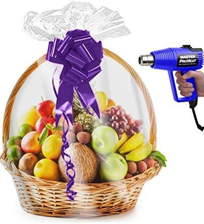 Purple Q Crafts Shrink Wrap Basket Bags For Gift Baskets Clear Cellophane PVC Shrink Bags 32"x 40" (10 Pack)