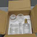 EMPO 6PCS Bathroom Clear Glass Accessories Set (Lotion Soap Dispenser, Soap Dish, Toothbrush Holder, Tumbler, Cotton Swab Jar), Contemporary Modern Decor Crystal Vintage Gift (6pcs Clear)