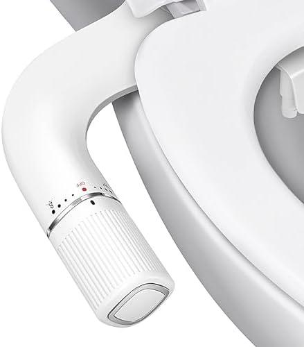 BIGCOW Ultra-Slim Bidet Attachment for Toilet - Dual Nozzle (Frontal & Rear Wash) with Adjustable Cold Water Pressure and Stainless Steel Inlet - Hygienic Solution for Fresh Cleanliness, Silver 1 Pcs