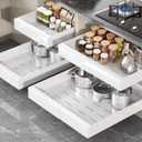 Seinloes 4 Pack Pull Out Cabinet Organizer 21" Deep,Full Extension 3 Slide Rails Slide Out Drawers With Raising Pad for Framed Cabinets,Expandable Width (12.3"-20.5"),No Drill Roll Out Shelves,White