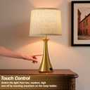 Touch Lamp for Living Room Bedroom, 21" Table Lamps Set of 2 with USB C+A Ports, Touch Bedside Lamps for Nightstand with 3 Way Dimmable, 2 LED Bulbs Included, Gold