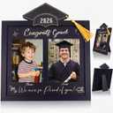 Wenqik Then and Now Graduation Picture Frame Double 5x7 Photo Frame Class of 2026 Graduation Gifts for Son Daughter High School College Graduates Wooden Photoframe Graduate Keepsake(Silver,Grad Cap)