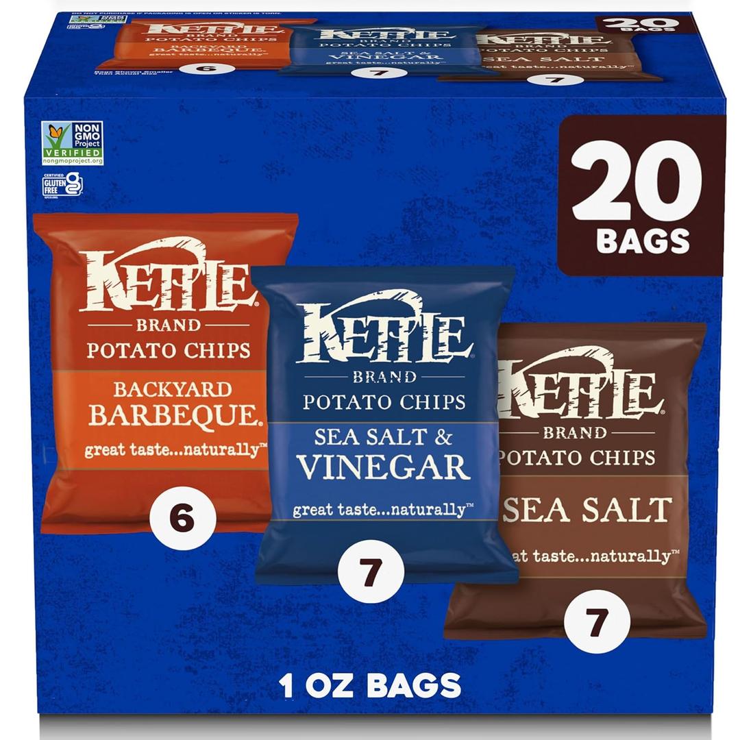 Kettle Brand Potato Chips Variety Pack, 1 Oz, 20 Ct, Best By 07/18/2026