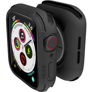 Compatible with Apple Watch Band 44mm Bumper Case, Elkson Quattro Rugged Men Bands for Apple Watch SE2 and iWatch Series 6 5 4 Cover, Sport Military Protective Cases Drop-Proof, Black