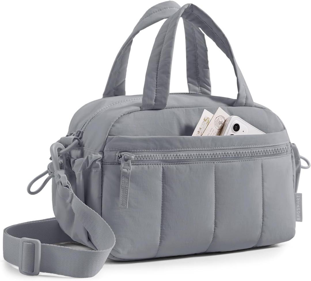 BAGSMART Gym Bag for Women, Duffle Bag for Travel with Wet Pocket, Lightweight Carry on Weekender Duffel, Water Resistant (Mini, Gray Lilac)
