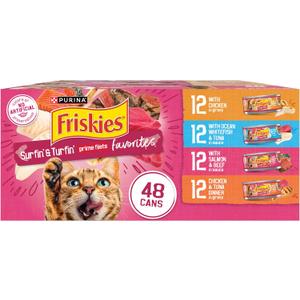 Purina Friskies Gravy Wet Cat Food Variety Pack, Surfin and Turfin Prime Filets Favorites - 48 ct. Can (EXP 05/01/27)