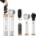 Blow Dryer Brush 5 in 1 Set,Negative Ion Air Curling Wrap Air Curler, Hot Air Styler Round Brush Blow Dryer Curling Iron Hair Styling Tools Gift for Dry,Volumize, Straight,Curl,100-120V (White)