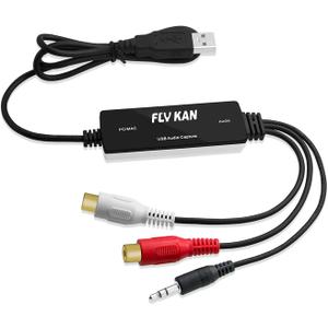 USB 2.0 Audio Capture Card for Windows 10/8.1/8/7 and Mac OS 10.14-Audio Grabber for Vinyl Cassette Tapes to mp3 Converter