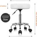 KKTONER Round Rolling Stool Chair PU Leather Height Adjustable Swivel Drafting Work SPA Shop Medical Salon Stools with Wheels Office Chair, Small (White)