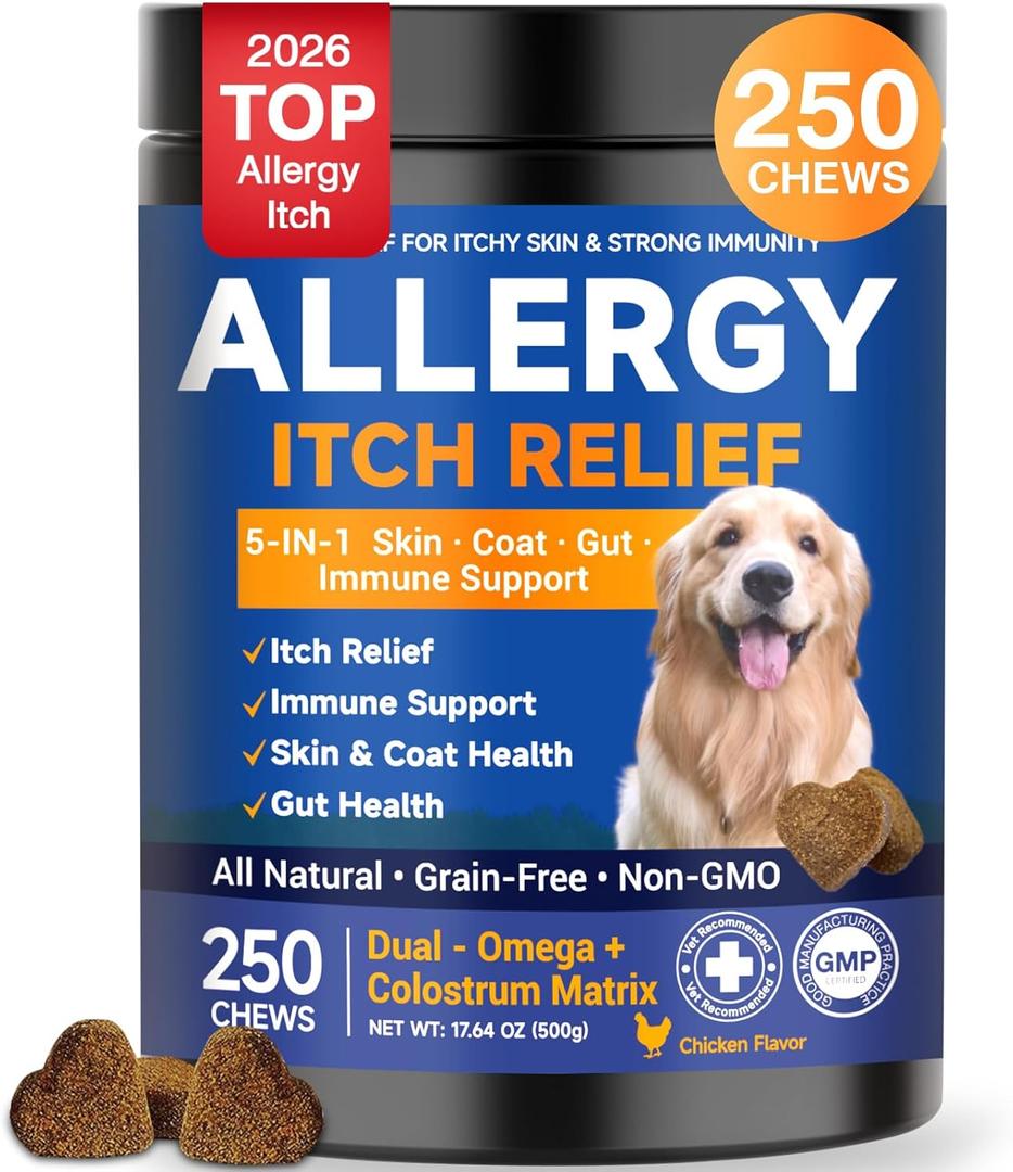 Dog Allergy Chews,is Omega 3 Human,Anti Itch Relief for Dogs Itching Skin Relief and Aller Immune