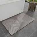 MontVoo -Bath Mat-Non Slip Thin Bathroom Rugs Fit Under Door- Quick Dry Absorbent Faux Suede Surface Grey Bathroom Floor Mats-Shower Rug for in Front of Bathtub Shower Grey & Beige 16x24 (16" x 24", Grey Arched)