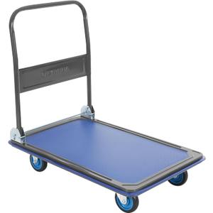 Olympia Tools Foldable Push Cart Dolly - 600 Lb. Capacity Heavy Duty Platform Truck with 360 Swivel Wheels - Blue