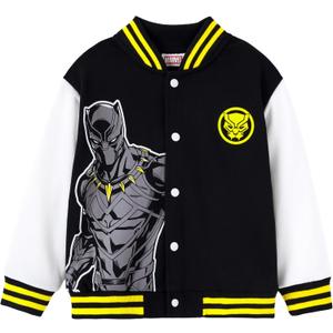 Disney Marvel Spider Man Bomber Jacket Toy Story Cars Mcqueen Varsity Cardigan Lightweight Coat Snap Button Sweatshirts 2-13Y (Black)