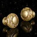 8 Pack Dresser Knobs, Gold Kitchen Crystal Cabinet Drawer Knobs, 1-3/8 Inch(36mm) Vintage Decorative Round Knobs Pulls, Easy to Install