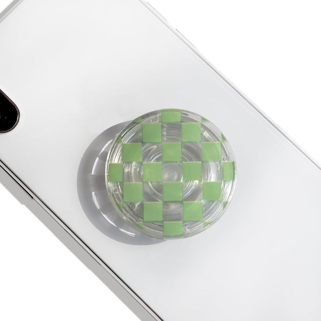 Trendy Checkerboard Phone Grip - Sleek, Expandable, Collapsible - Non-Slip, Durable, Universal Fit - Ideal for Style-Conscious Users (Green)