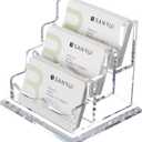 YUXUN Business Card Holder Display for Desk, Clear Acrylic Cards Organizer 3 Tier 3 Slots, Business Card Stand for Men and Women 1 Pack (3 slots) 3slots