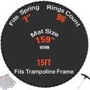 VEVOR Replacement Trampoline Mat, Jumping Mat Fits 15 ft Frame, Universal Jumping Round Trampoline, UV-Resistant Mat with Spring Tool & 96 V-Rings, Fit 7" Spring Length