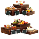 6 Pack Wooden Buffet Risers Rustic Wood Cupcake Stand Catering Supplies Buffet Display with Mini Signs Food Risers for Buffet Table Dessert Display Stand for Home Decor Party Wedding Birthday