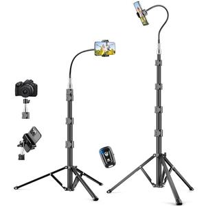 Flexible Tripod for iPhone, 88" Tall Cellphone Tripod with Gooseneck, Phone Holder and Wireless Remote, Camera Phone Stand for Recording Filming, Compatible with iPhone/Android