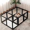 Clear Acrylic Dog Playpen Indoor, Puppy Cat Small Pet 2 Room Play Pen, Pet Cat Playpen for Rabbits, Dog Fence Crate Kennel Whelping Cage (24", Black, 12 Panel)