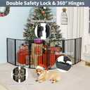 Metal Freestanding Dog Gates with Door for Outdoor Indoor,120'' Extra Wide 24'' Tall Free Standing Dog Gate for Doorways, Large Openings, Deck, Yard, Porch, Foldable Safety Pet Fence (Black, 6 Panels)