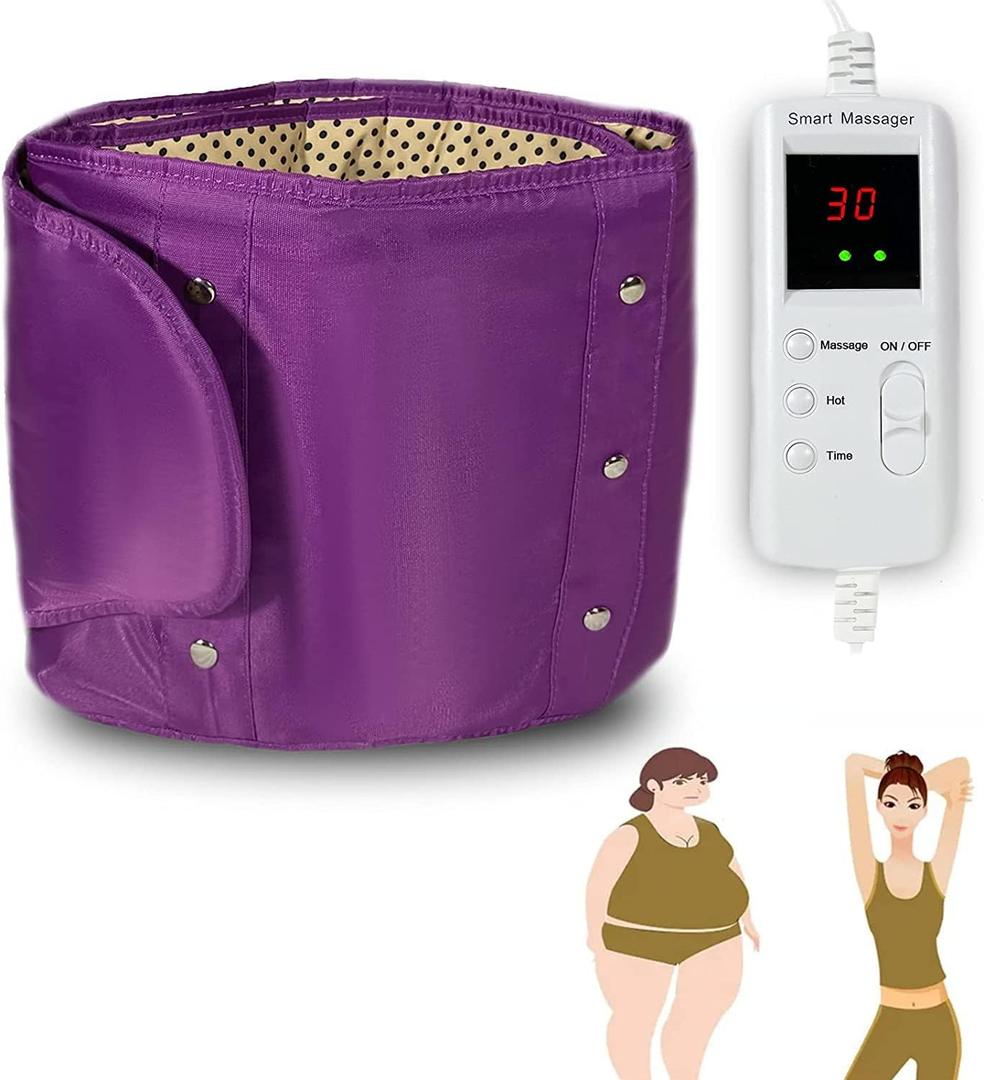 Electric Massager Sauna Belt 360 Whole Circle Heat Hot Belt Heating Massage Pad for Lower Back and Waist Pain Relief Deep Tissue,Body Shaper, Ab Workout (Purple)