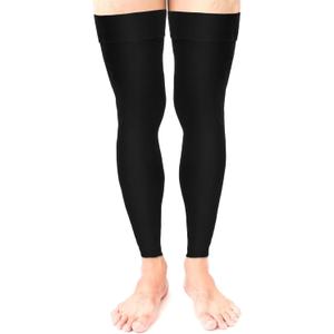 Thigh High Compression Stockings 20-30 Mmhg Compression Leg Sleeves with Silicone Anti-slip Strap Footless Compression Socks for Sport Running Edema, Black, XL