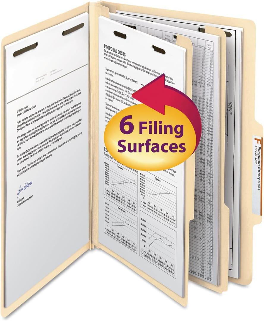 Smead Classification File Folder, 2 Dividers, 2" Expansion, 2/5-Cut Tab, Legal Size, Manila, 10 per Box (19000)