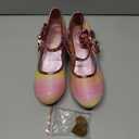 Girls Dress Shoes Toddler Princess Shoes Glitter Flower Little Girl Flats Mary Jane Heels for Party Wedding, Size 5