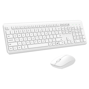Wireless Keyboard and Mouse Combo, Full Size Silent Ergonomic Keyboard and Mouse, Long Battery Life, Optical Mouse, 2.4G Lag-Free Cordless Mice Keyboard for Computer, Mac, Laptop, PC, Windows(White)
