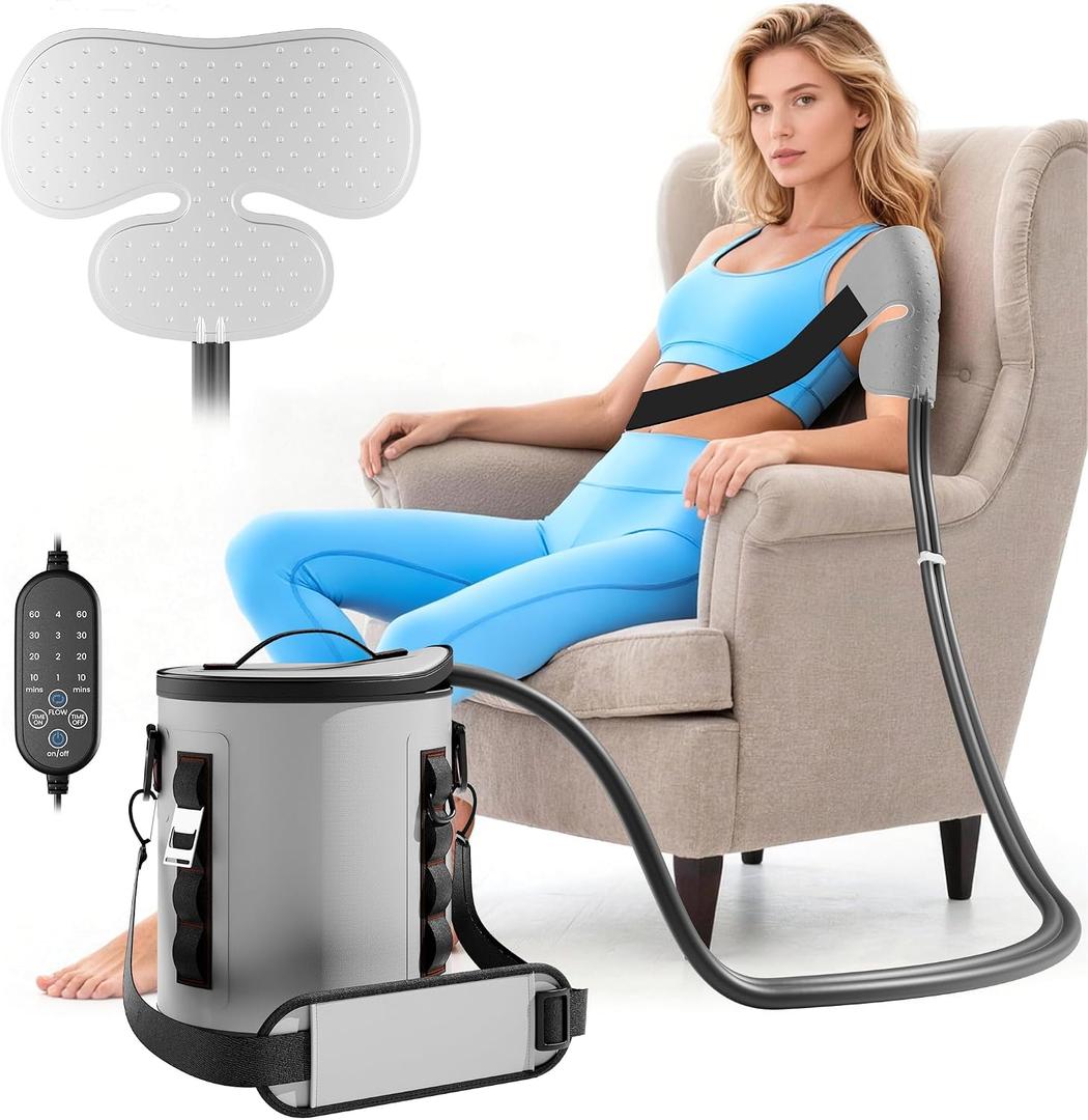 Cold Therapy Machine with Timer, Portable Ice Machine for Shoulder After Surgery, Knee Ice Area Accessory, Cryotherapy Pain Relief, Recovery System for Shoulder, Knee, Hip and Ankle Replacement