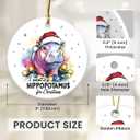 6 x Hippo Christmas Ornaments 2025 - Hippopotamus Ceramic Ornaments for Christmas Tree Decorations, I Want A Hippopotamus, Xmas Gifts for Family, Animal Farm, Holiday Decor