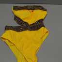 Milumia Women's Stitch Detail Strapless One Piece Swimsuit Cut Out Bandeau Bathing Suit (Yellow, S)