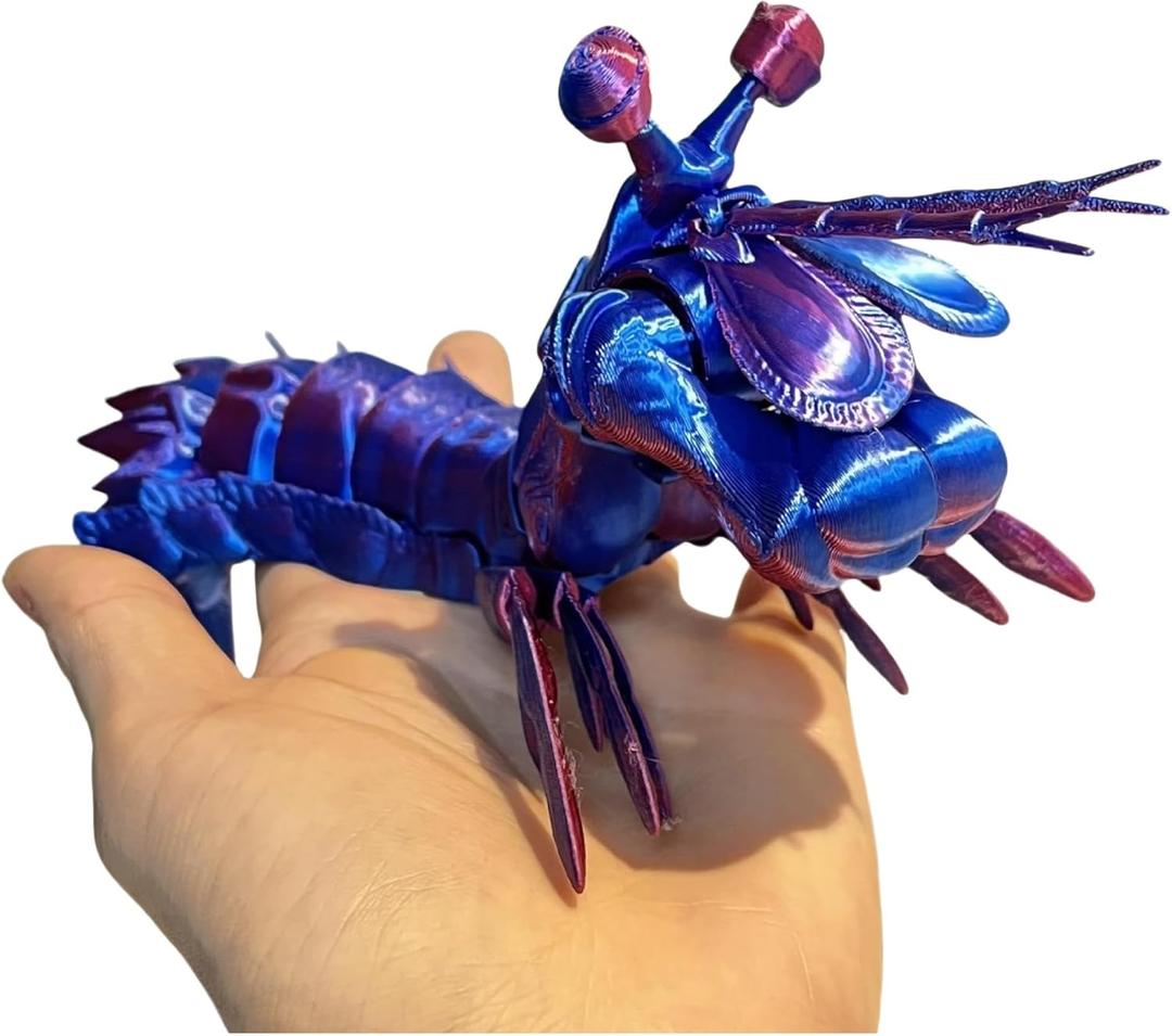 8.3 Inch 3D Printed Mantis Shrimp, 3D Printed Sea Animals Collectible, Lifelike Marine Creature with Flexible Joints, Desk Decor for Marine Biology Enthusiasts