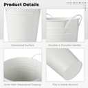 6 Pcs White Flower Buckets, Galvanized Metal Vases,7.9 Inches Flower Vase with Handles, French Flower Bucket，Rustic Farmhouse Vases for Home Decor Wedding Table Centerpiece