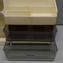 HBlife Makeup Organizer with Brush Holder for Vanity, Large Plastic Bathroom Countertop Organizer Skin Care Storage, Easy to Store Lipsticks, Nail Polishes, Perfumes, Eyeshadow Palettes, Beige