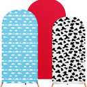 Arch Backdrop Cover Set of 3 Wedding Arch Covers Spandex Backdrop Stand 4ft, 5ft, 6ft for Wedding Birthday Banquet Boy Girl Ceremony Decoration(Blue,Cartoon Story)