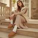 Women's Slippers Platform Mini Boots Short Ankle Boot Fur Fleece Lined House slippers Anti-Slip Boot For Outdoor (11, Brown)