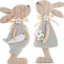 4 x Easter Decorations for the Home Wooden Bunny Decor Sign Farmhouse Rabbit Tiered Tray Decor Easter Rabbit Table Decorations For Party Desk Office Farmhouse Home