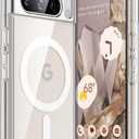 JETech Magnetic Case for Google Pixel 8 Pro 6.7-Inch 2023, Compatible with MagSafe Accessories, Shockproof Protective Phone Cover, Non-Yellowing Hard Clear PC Back (Clear)