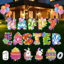15 PCS Easter Yard Outdoor Decorations with Led Light, PP Safe Material Waterproof Outdoor Lawn Signs with Stakes for Party Supplies Garden Spring Home Decor